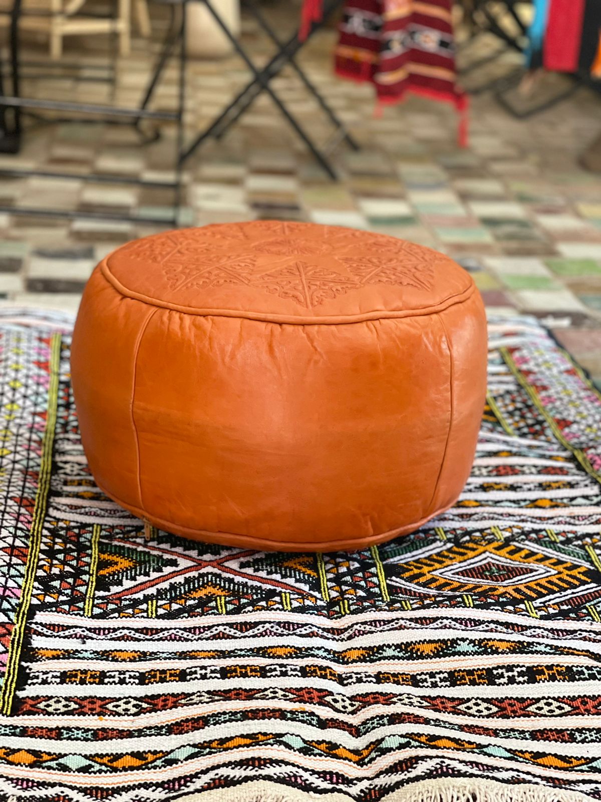Pouf orange Carro 1ere Qualité