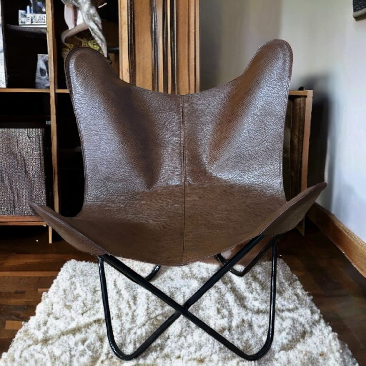Chaise Papillon Cuir Marron