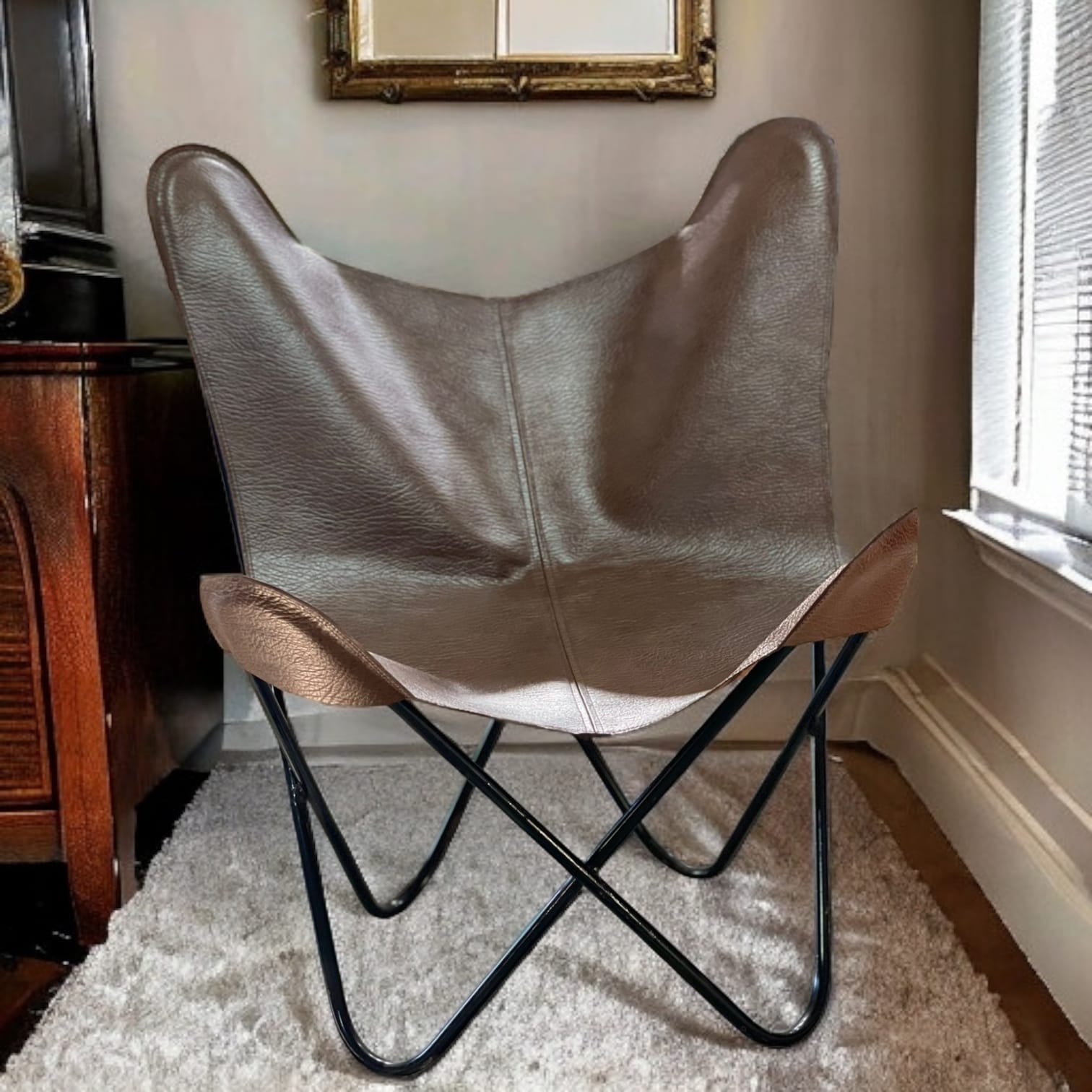Chaise Papillon Cuir Marron