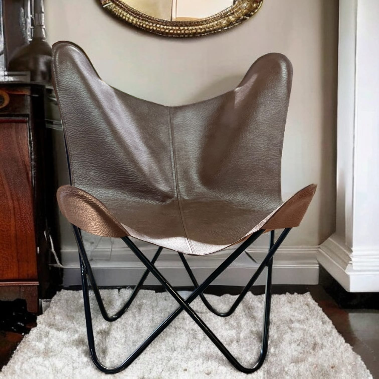 Chaise Papillon Cuir Marron