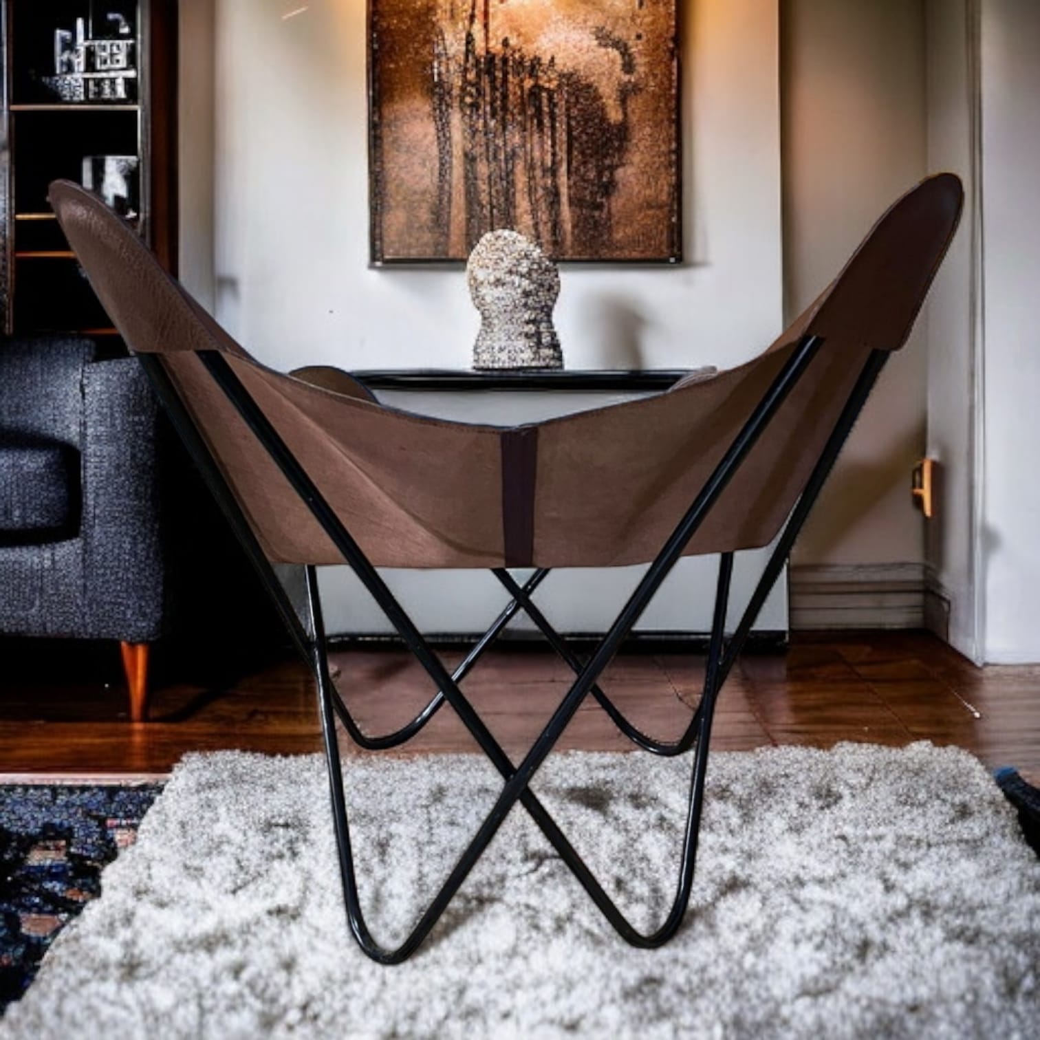 Chaise Papillon Cuir Marron