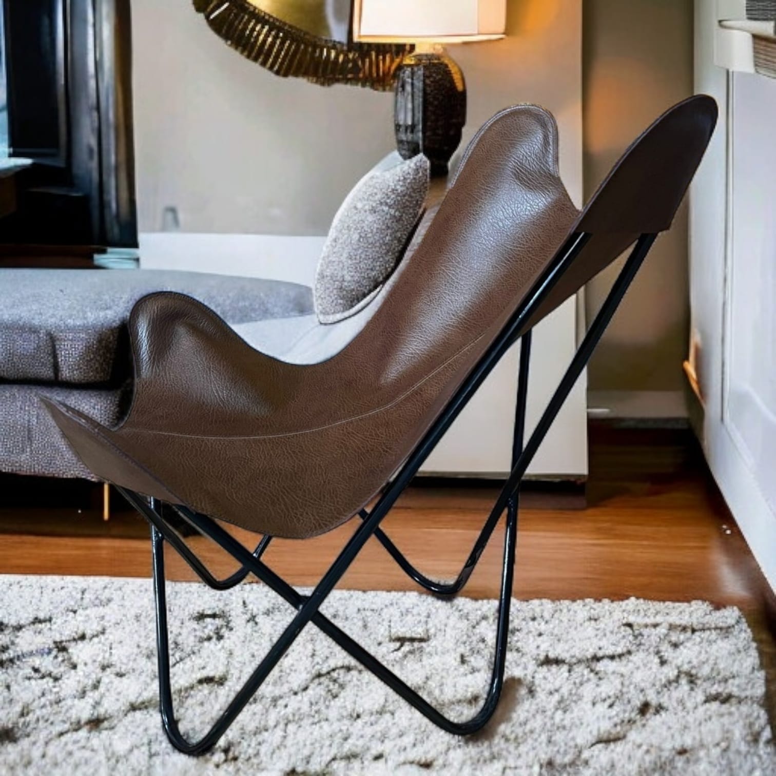 Chaise Papillon Cuir Marron