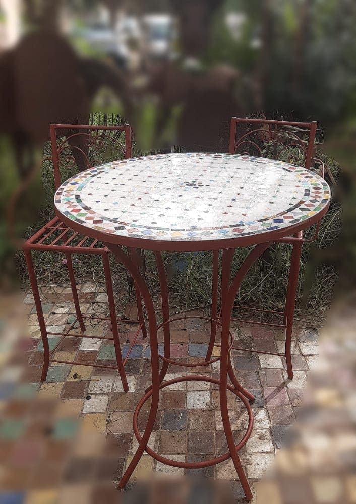 Table bar en zellige Hipia avec 2 chaises