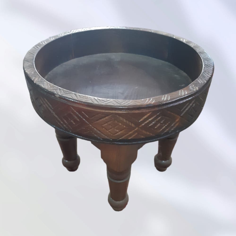 Table Tabouret en Bois avec Pouf
