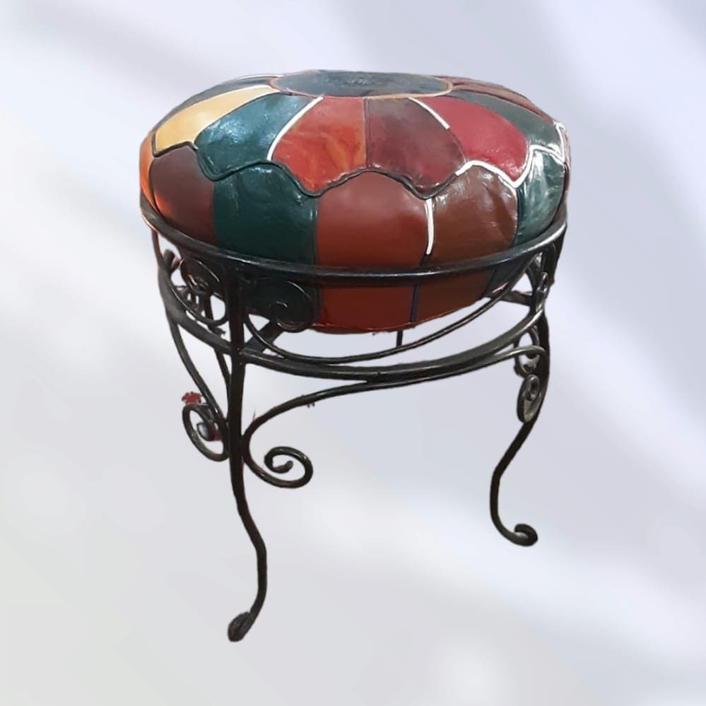 Table Tabouret en Fer Forgé avec Pouf