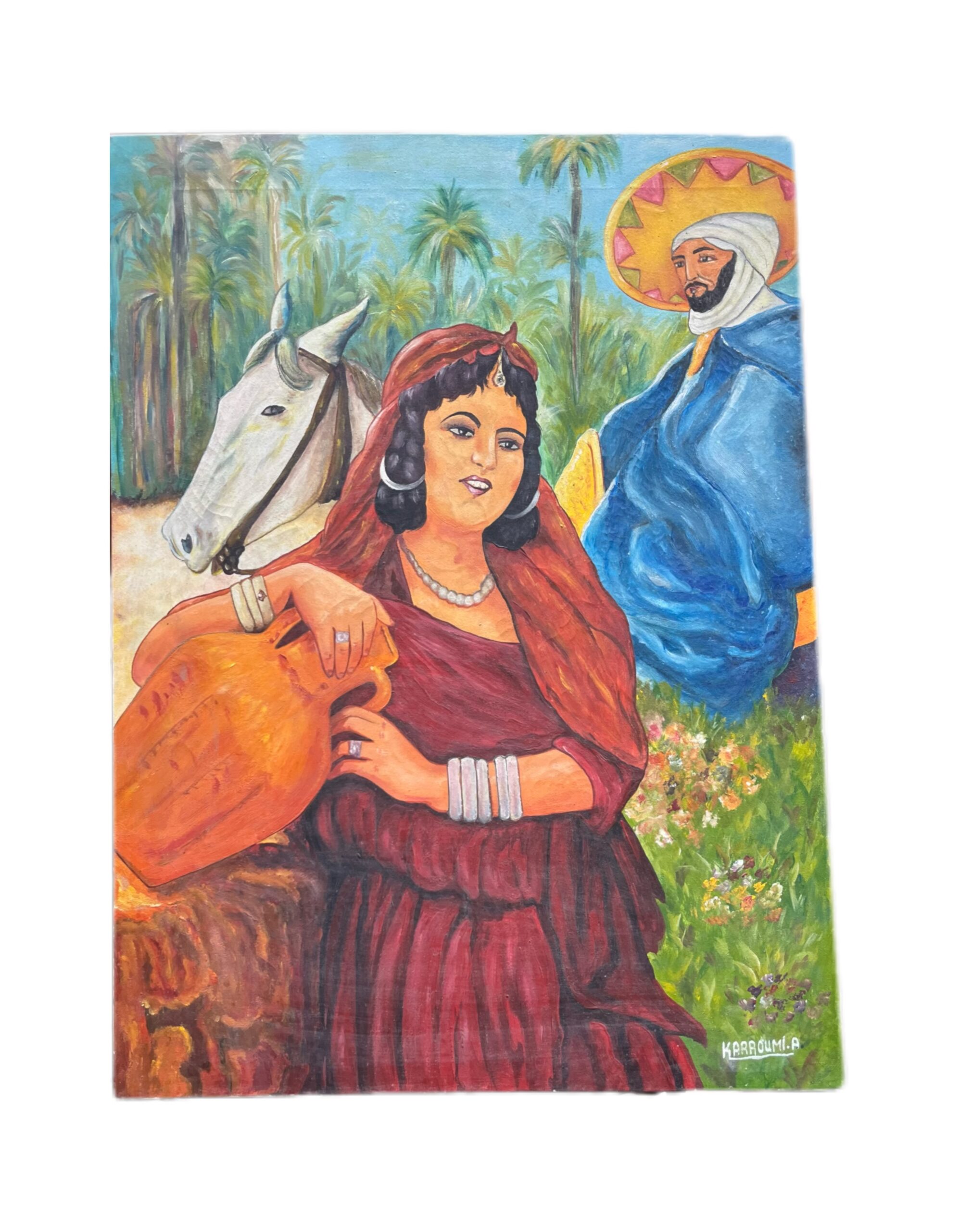 Tableau La porteuse d'eau et le cavalier peinture à l’huile