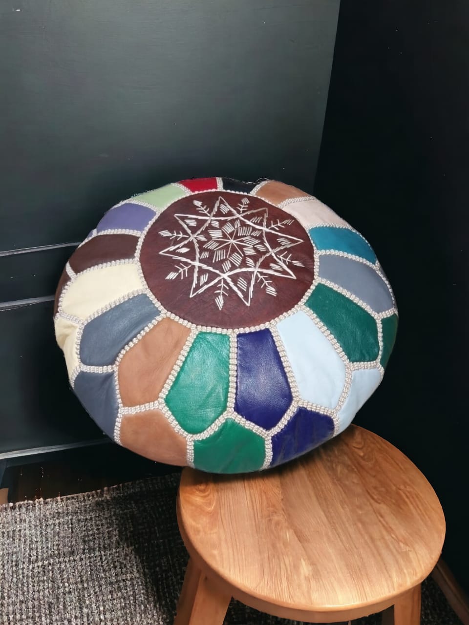 Coussin Cuir Multicolore