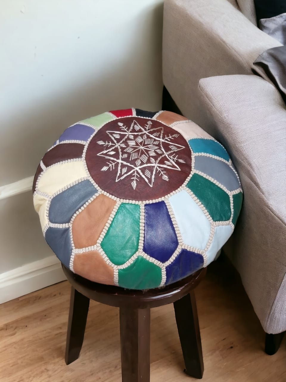 Pouf coussin En Cuir Naturelle
