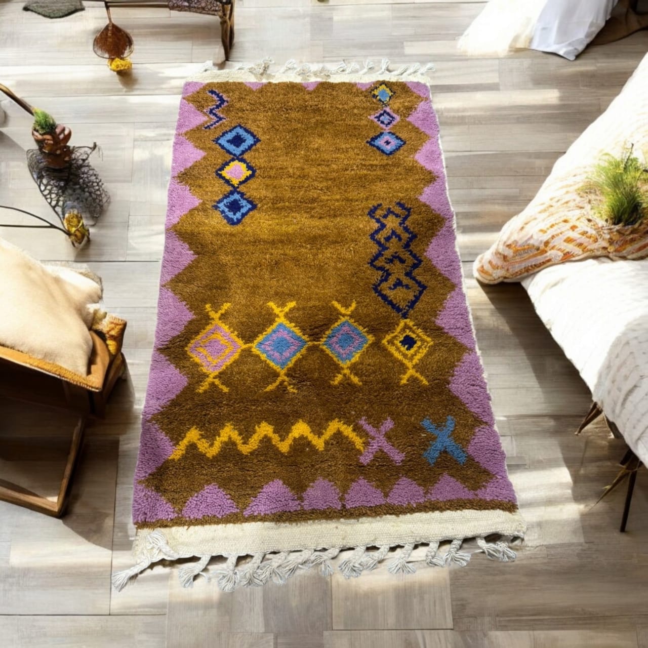 Tapis Berbère Coloré – Pièce Authentique en Laine