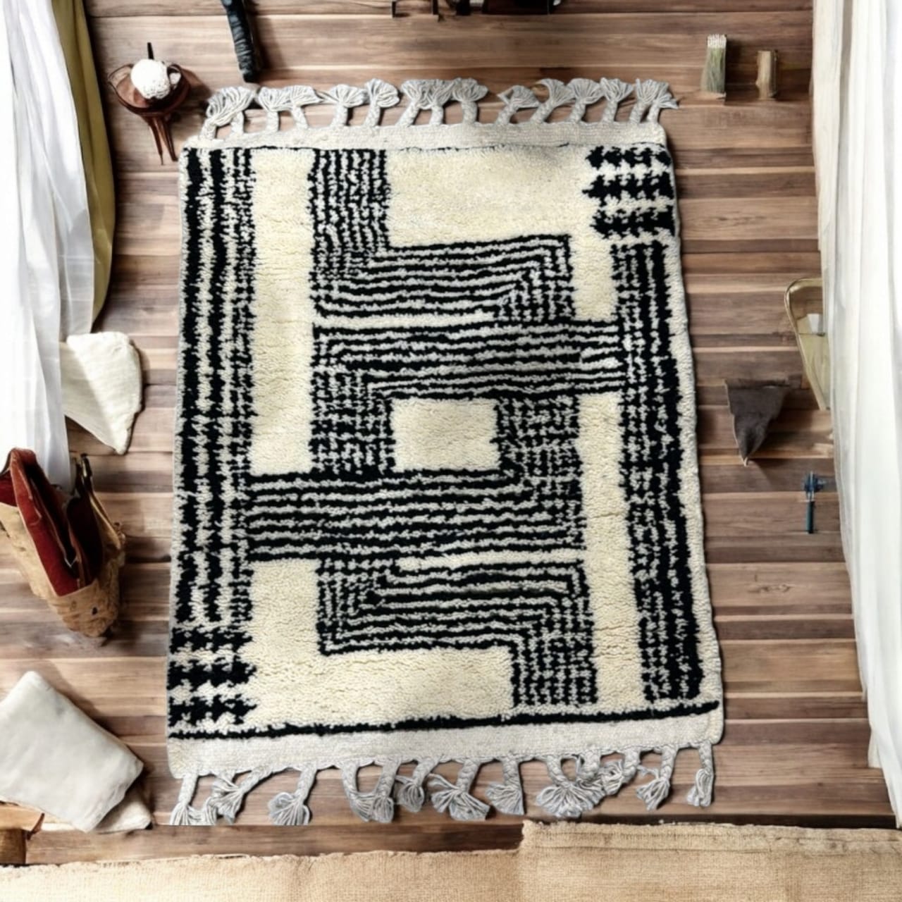 Tapis bohème géométrique