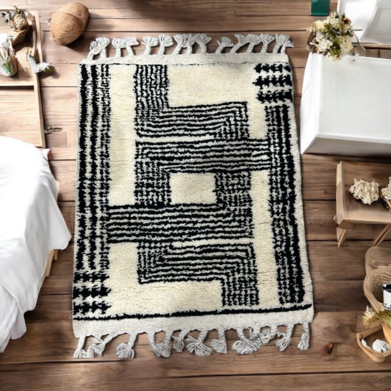 Tapis bohème géométrique