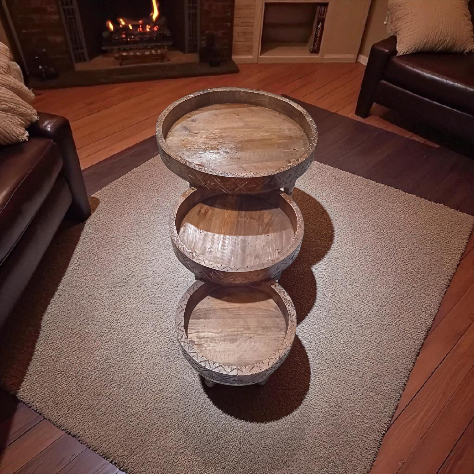 Série de tables en bois naturel