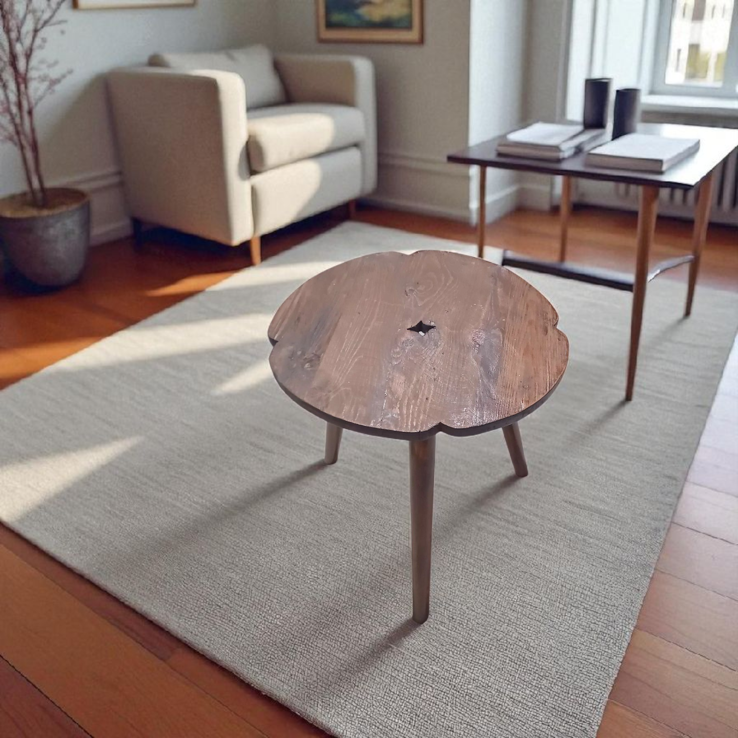 Série de 3 tables en bois massif