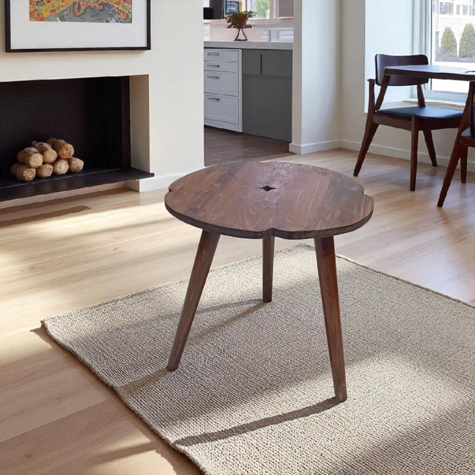 Série de 3 tables en bois massif