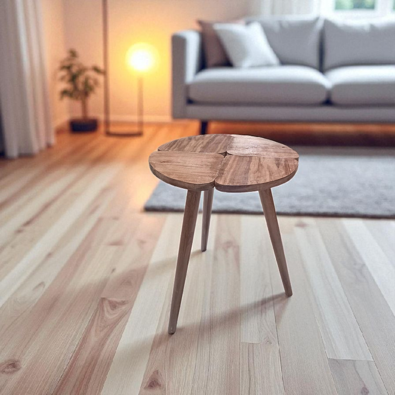 Série de 3 tables rondes en bois finition noyer