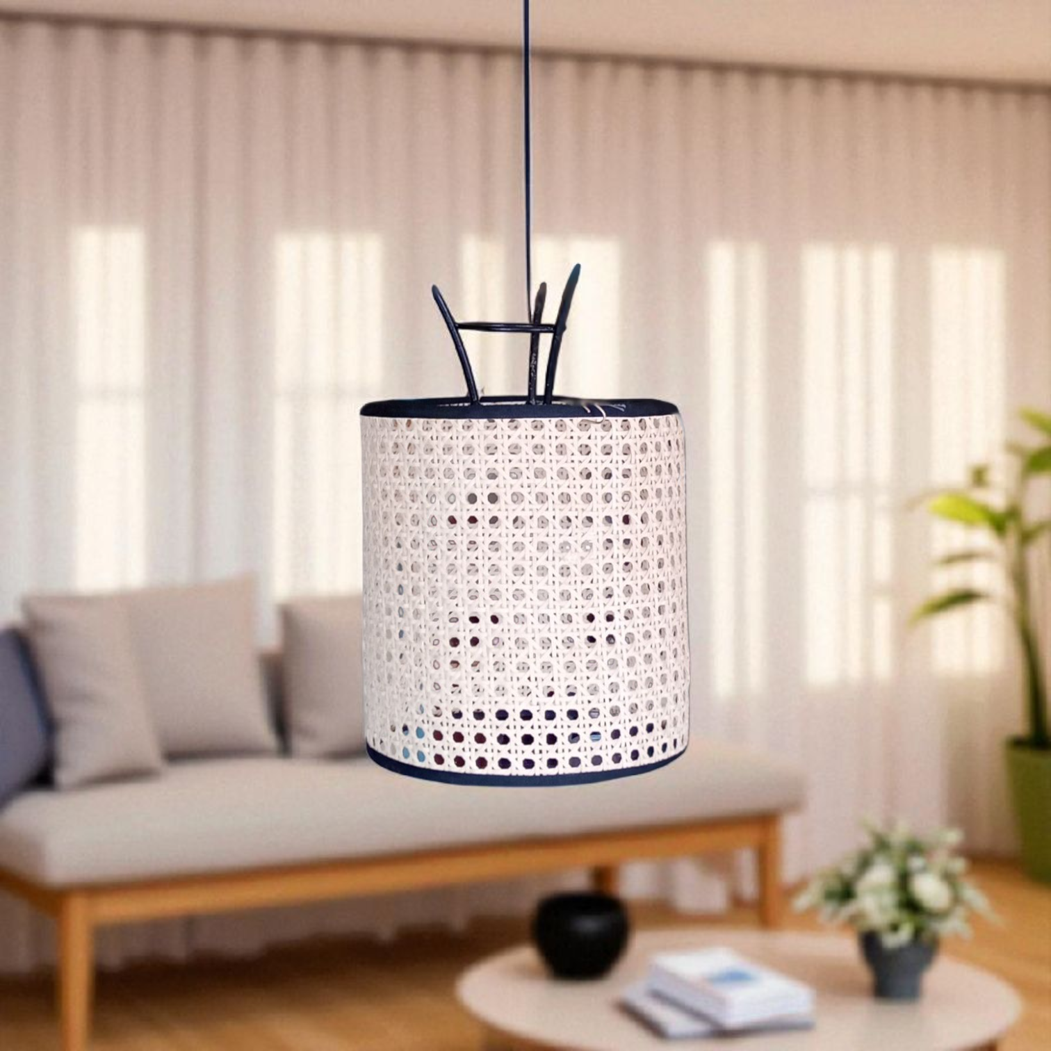 Lustre en cannage naturel