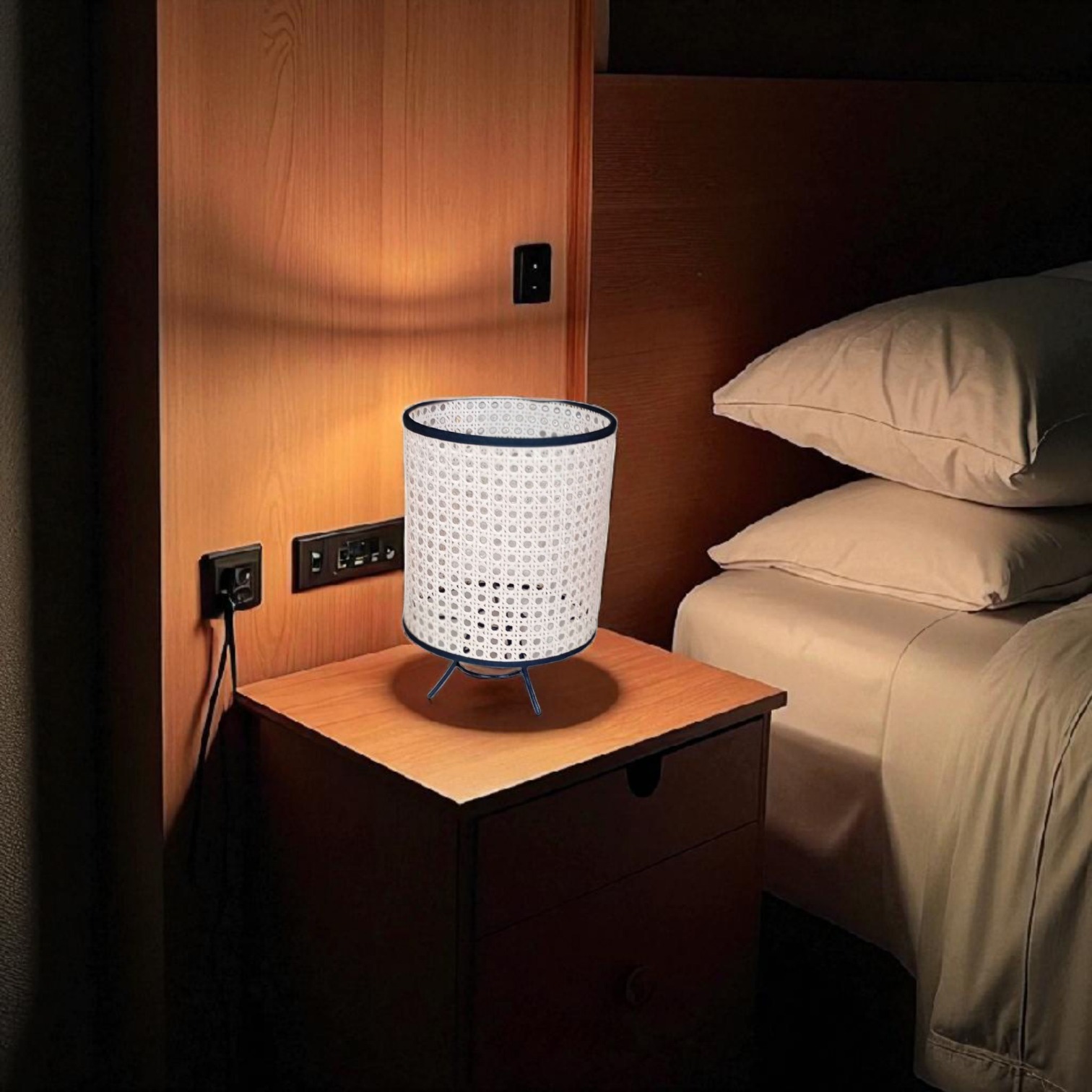 Lampe fer & cannage artisanal