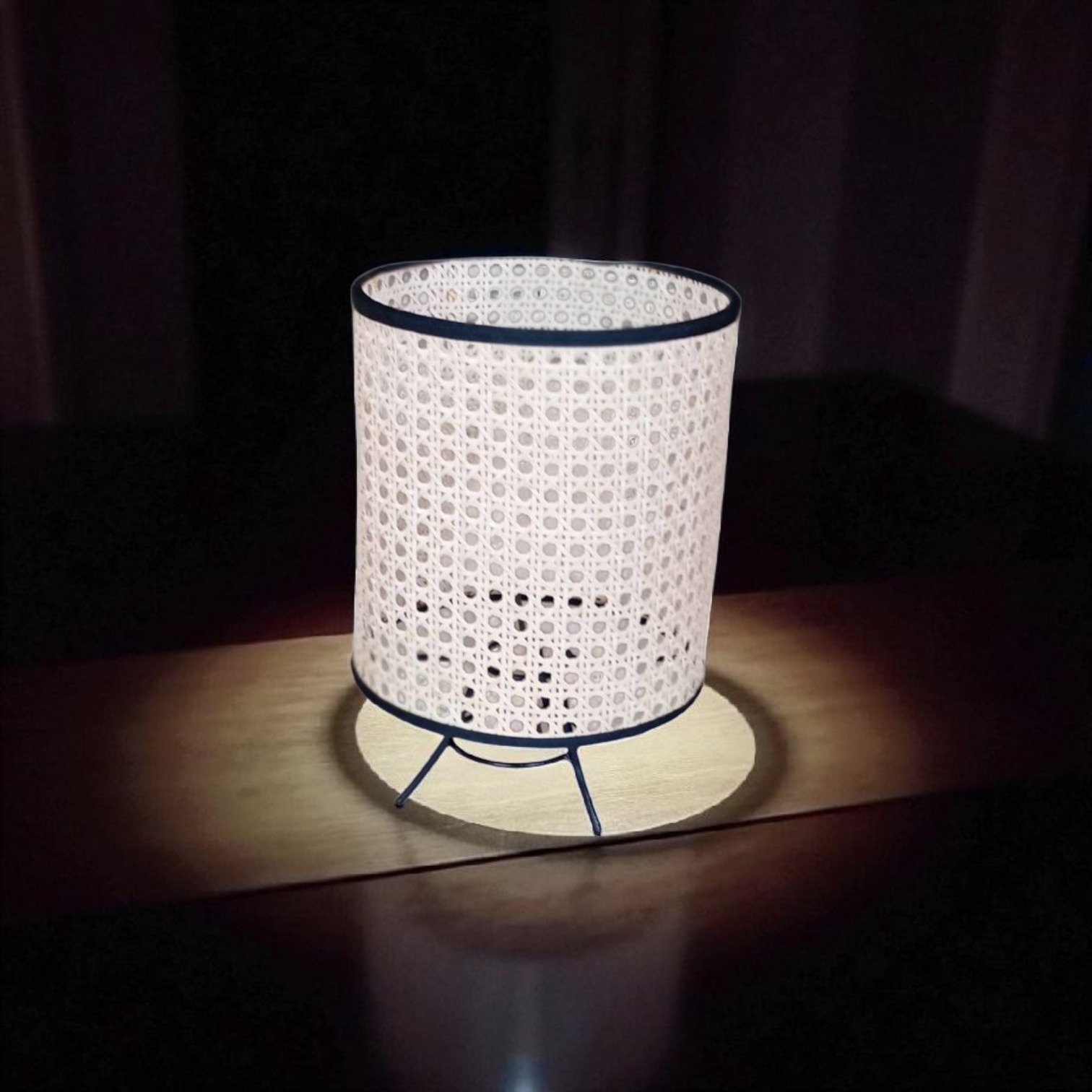 Lampe fer & cannage artisanal