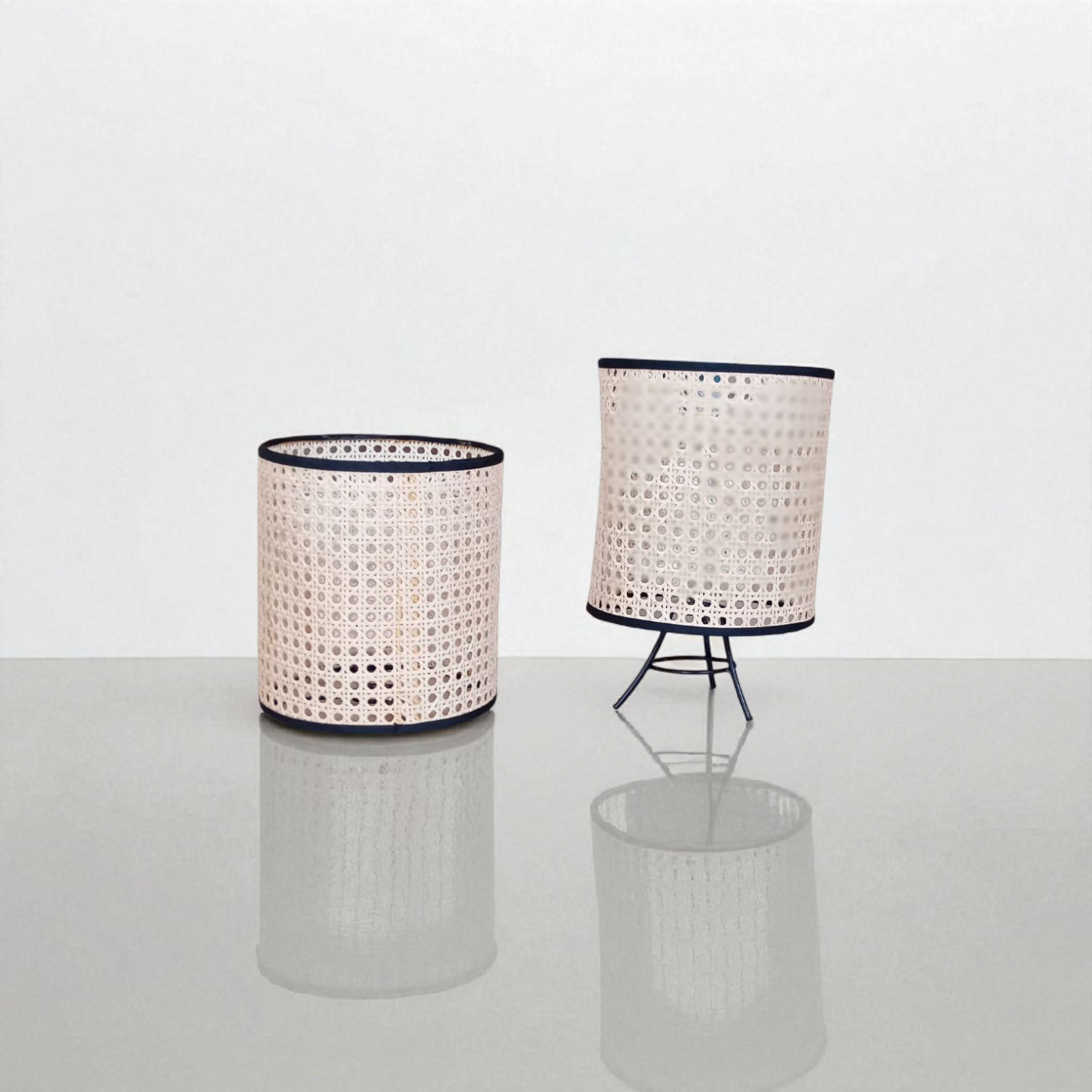 Lampe fer & cannage artisanal