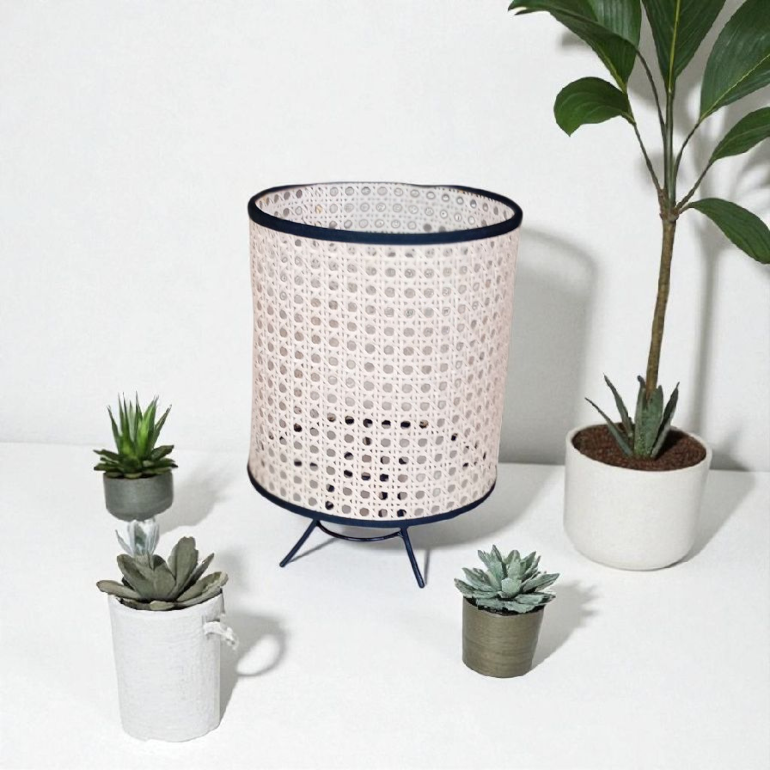 Lampe fer & cannage artisanal