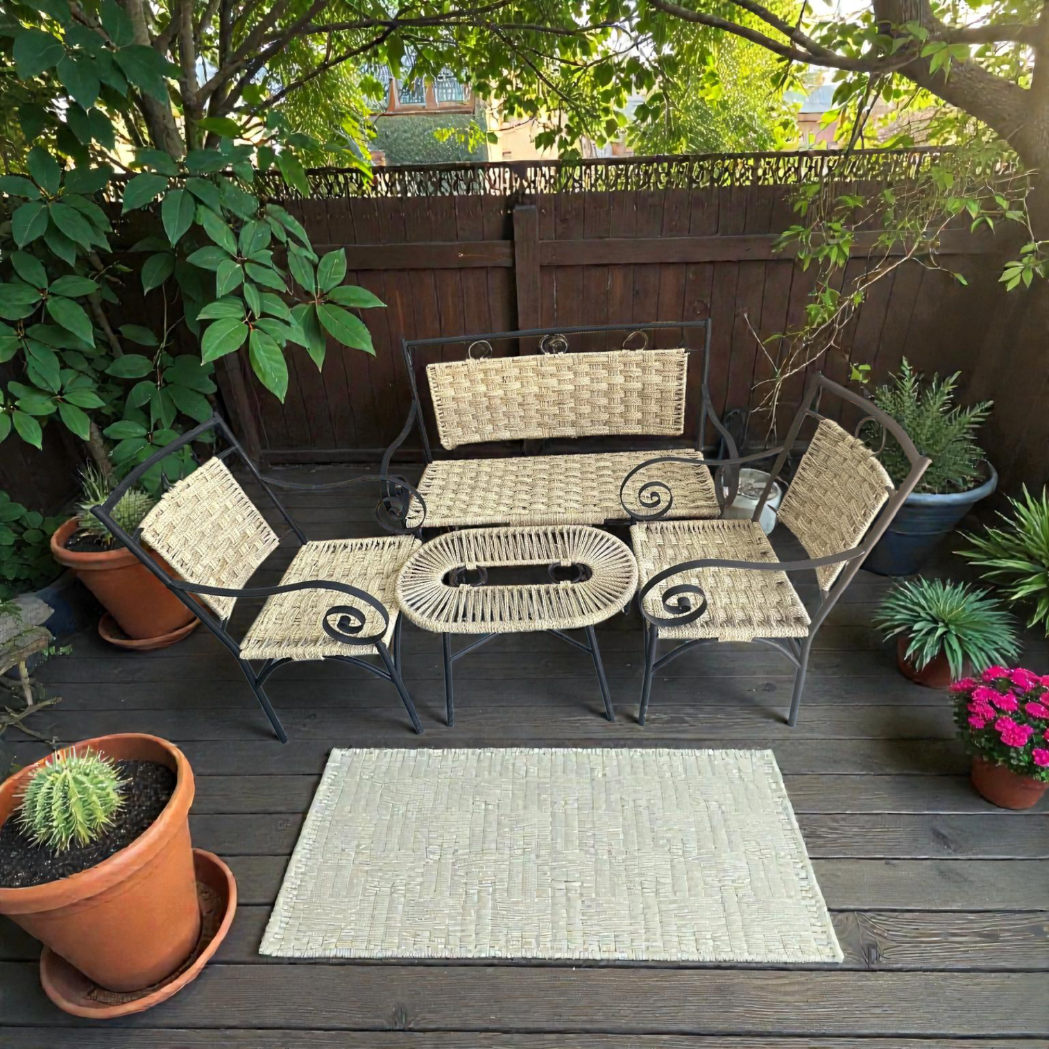 Salon de jardin en rotin – Ensemble 4 pièces