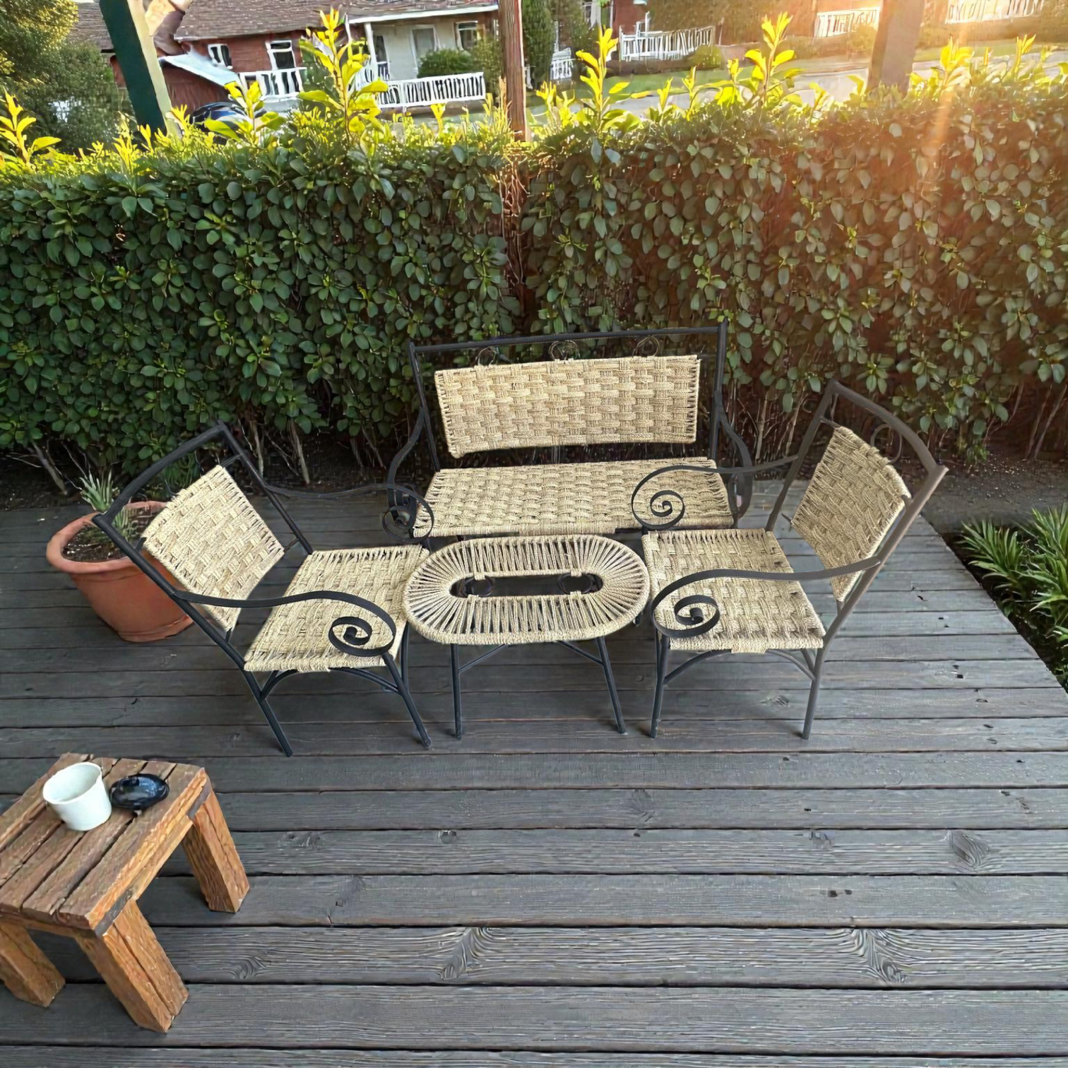Salon de jardin en rotin – Ensemble 4 pièces