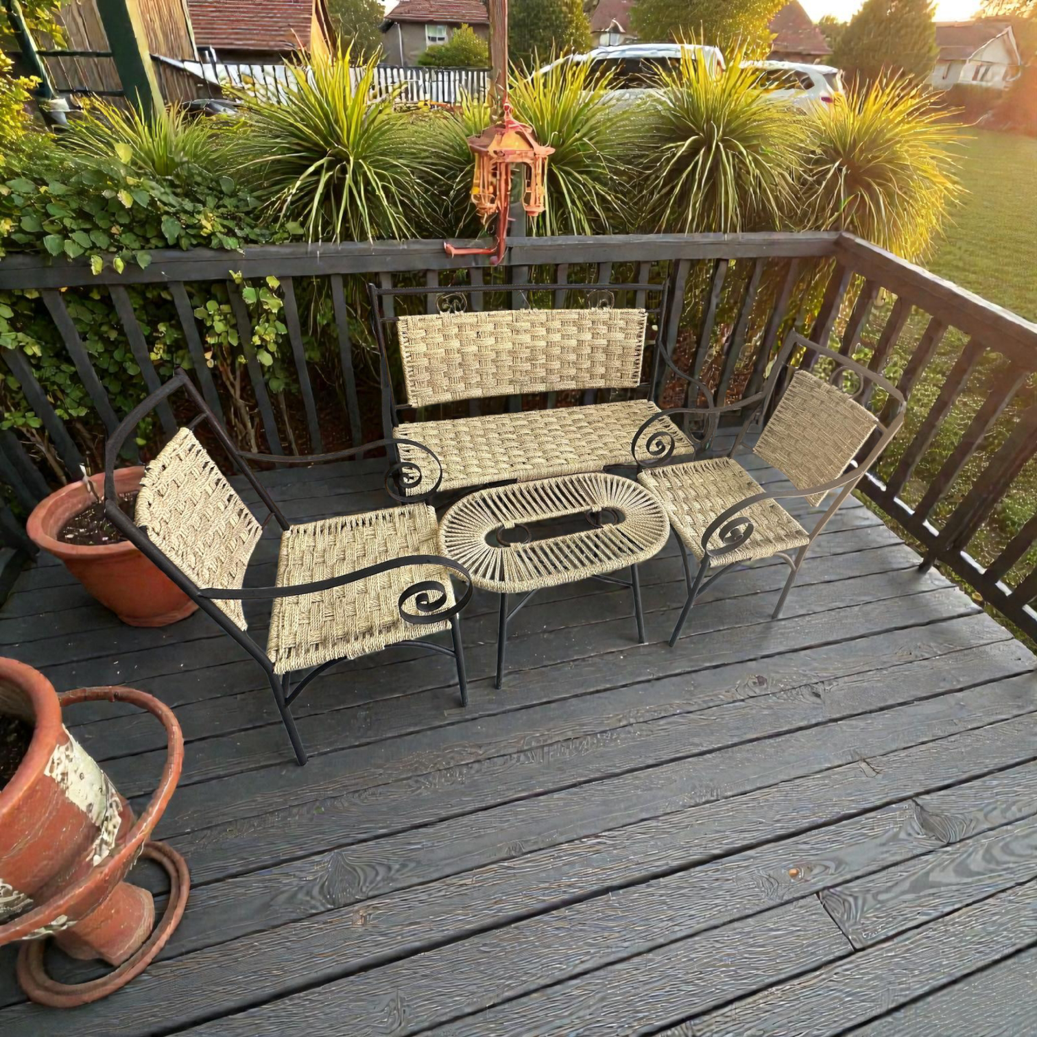 Salon de jardin en rotin – Ensemble 4 pièces