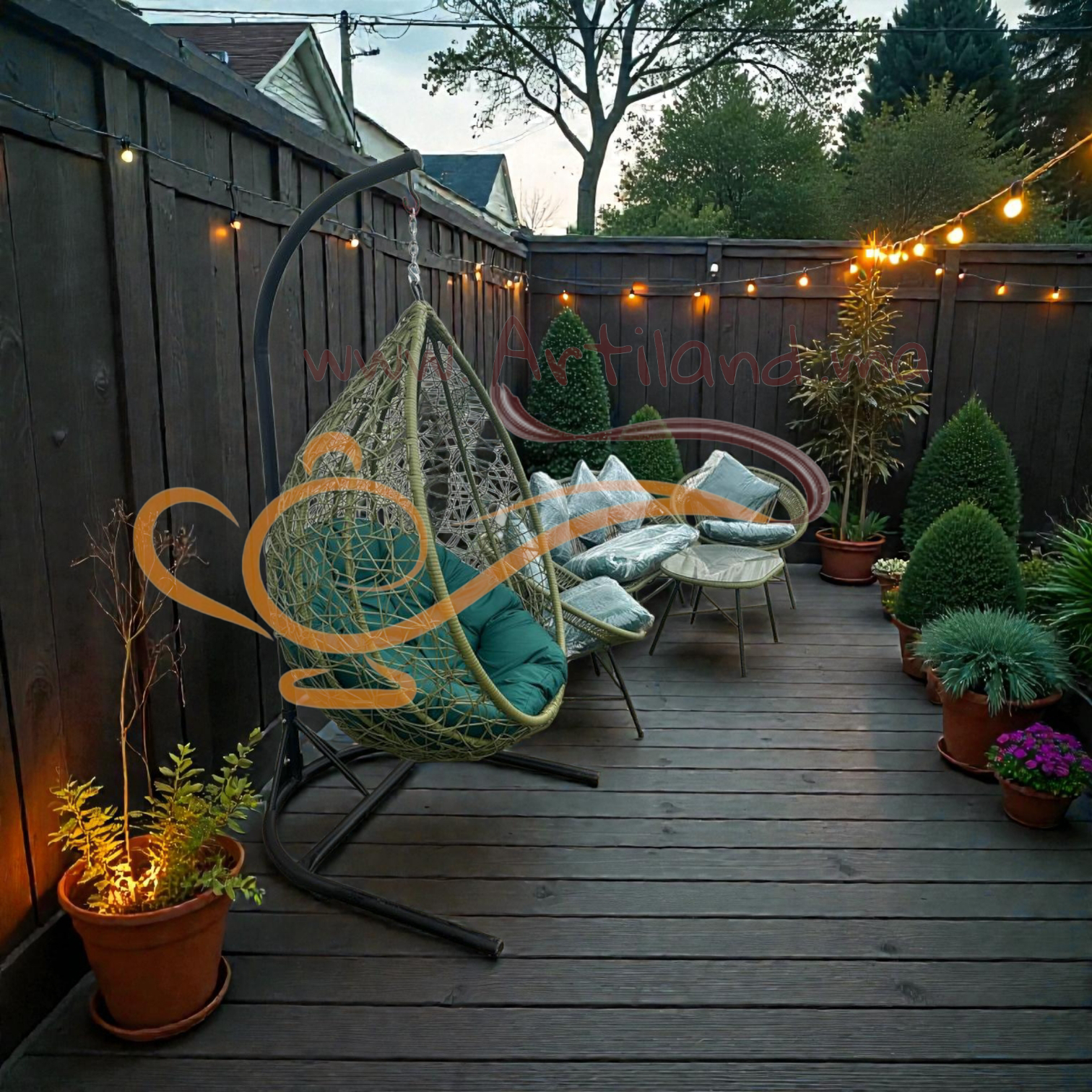Salon de jardin en rotin avec balançoire – Ensemble complet