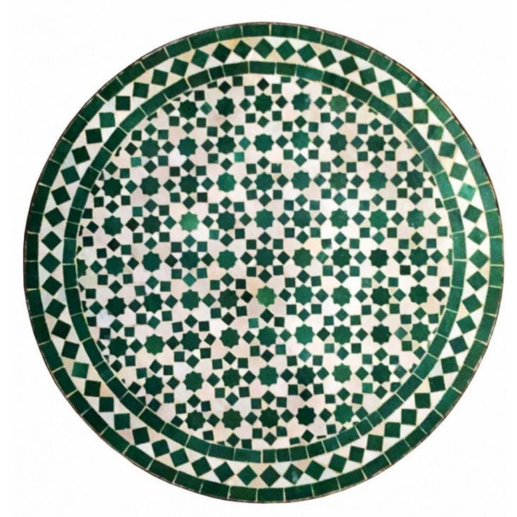 Pack Fontaine Artisanale en Zellij Beldi & Table Ronde avec Pied en Fer