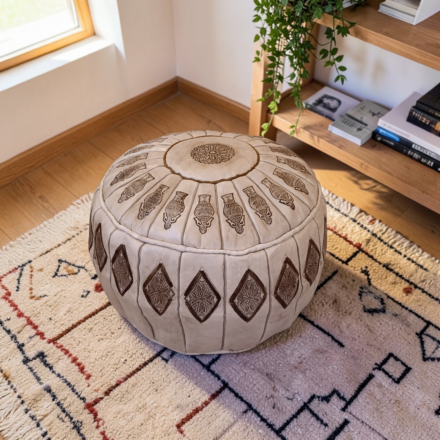 Pouf en cuir